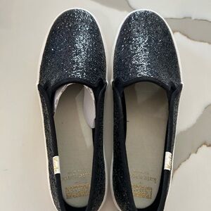 Kate Spade Black Glitter Slip-On Shoes